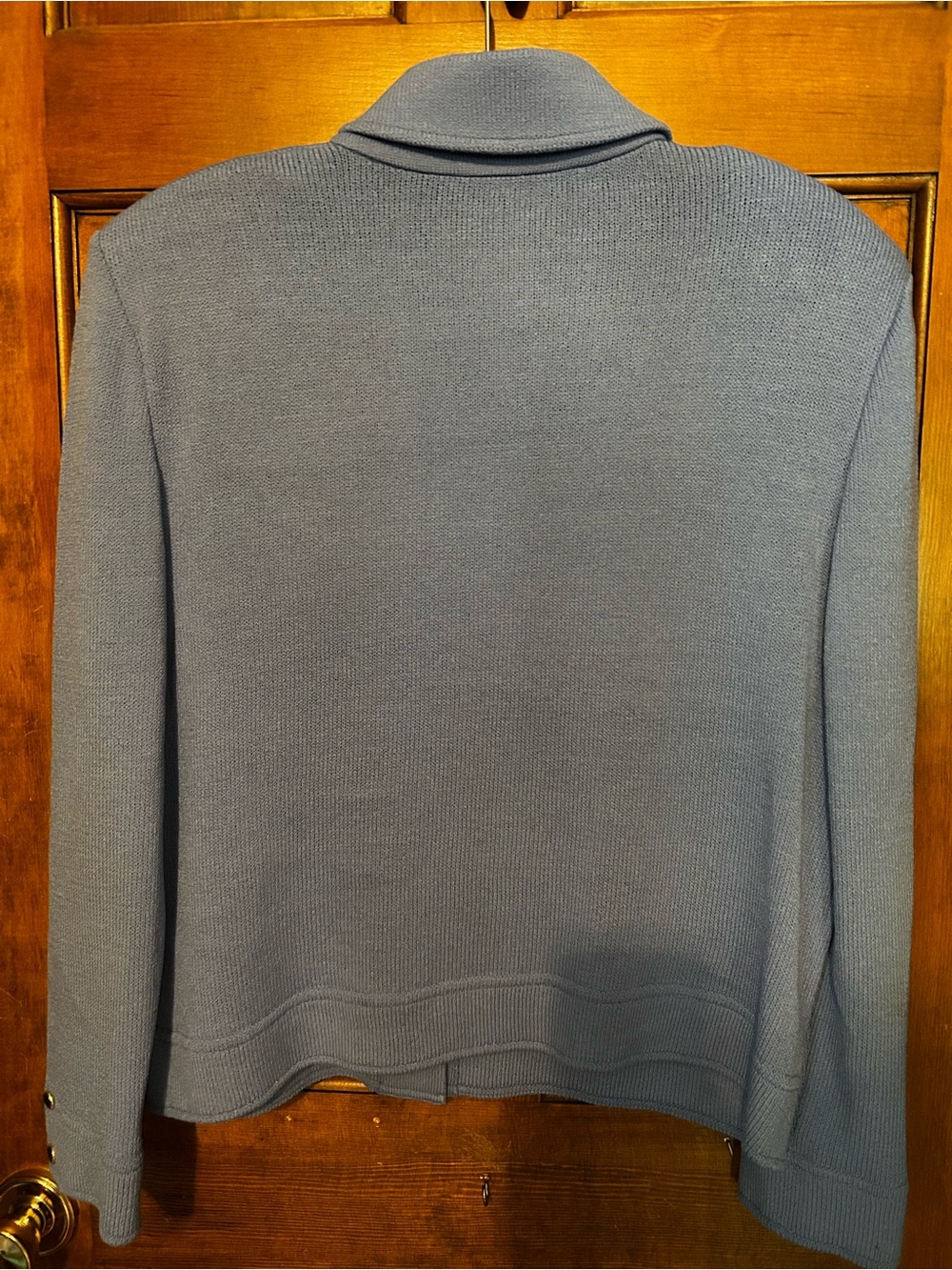 St. John Blue Button-Front Knit Jacket - Picture 6 of 11